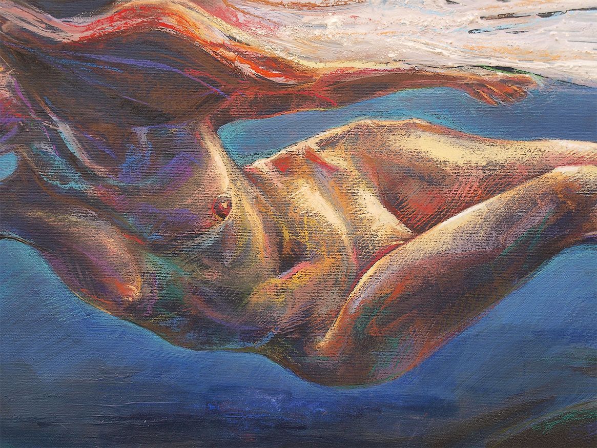 Detalle Bajo el agua cuadro pintura técnica mixta de Jaime M Arribas