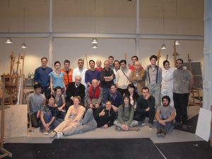 Grupo de artistas del Taller CreArt de Antonió López y Cristóbal Toral con Jaime M Arribas