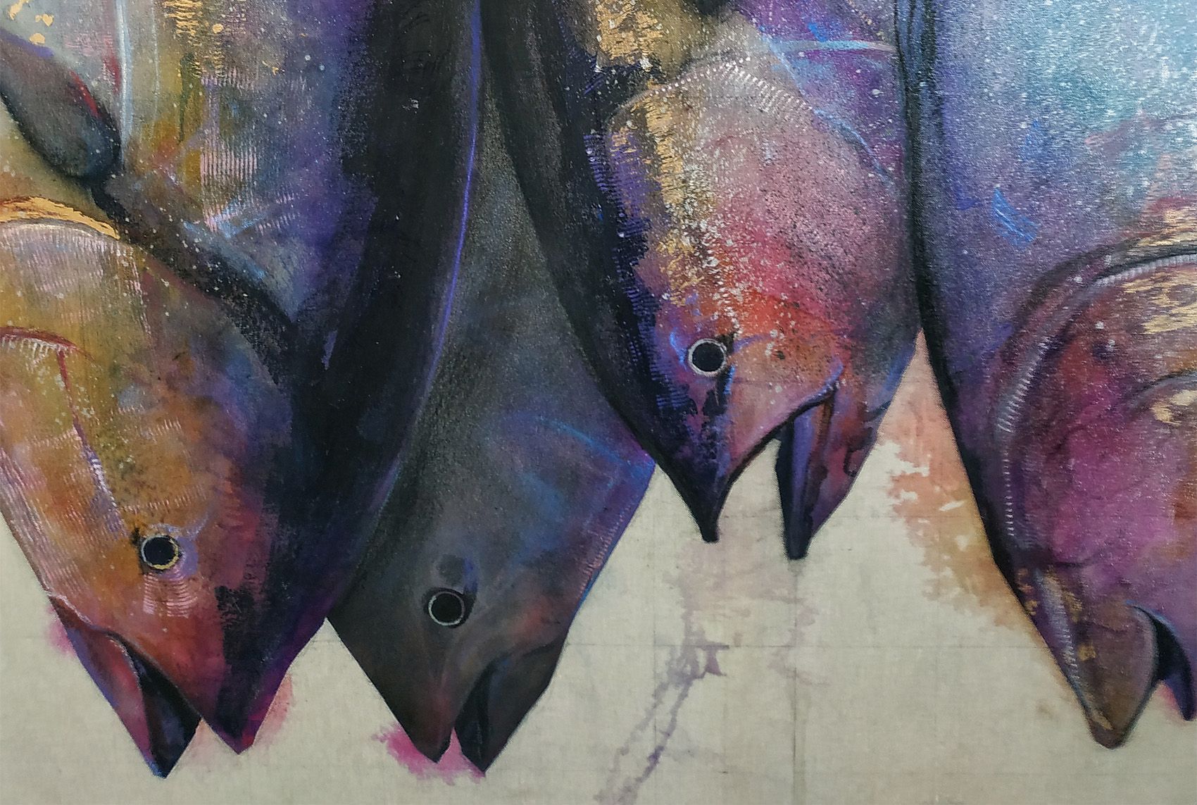 Detalle Atunes cuadro pintura técnica mixta de Jaime M Arribas